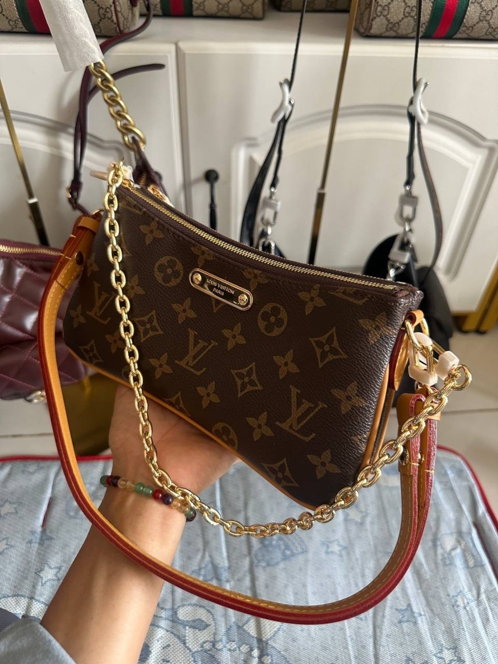 Louis Vuitton Brown Monogram Chain and Leather Shoulder Bag - Picture 3 of 12
